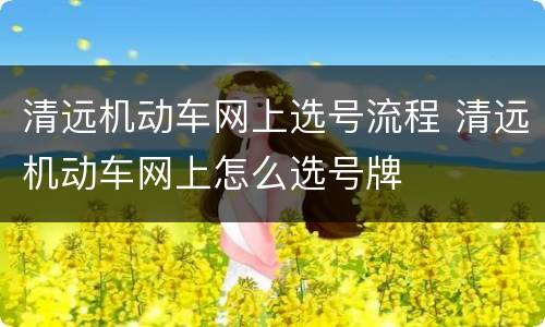 清远机动车网上选号流程 清远机动车网上怎么选号牌