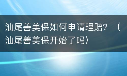 汕尾善美保如何申请理赔？（汕尾善美保开始了吗）