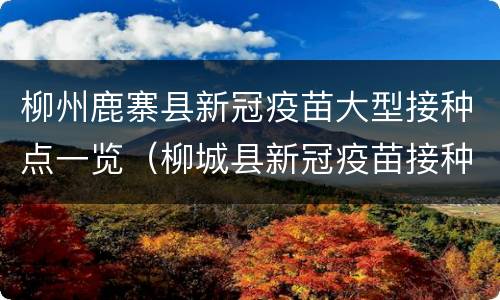 柳州鹿寨县新冠疫苗大型接种点一览（柳城县新冠疫苗接种点）