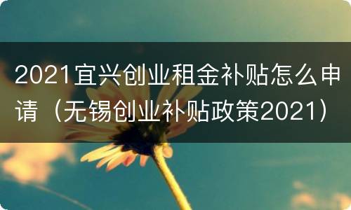 2021宜兴创业租金补贴怎么申请（无锡创业补贴政策2021）