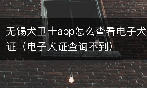 无锡犬卫士app怎么查看电子犬证（电子犬证查询不到）