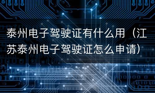 泰州电子驾驶证有什么用（江苏泰州电子驾驶证怎么申请）