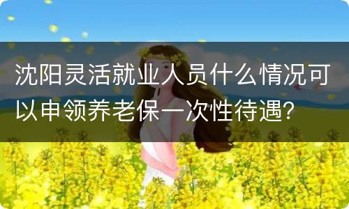 沈阳灵活就业人员什么情况可以申领养老保一次性待遇？