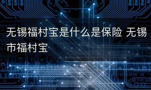无锡福村宝是什么是保险 无锡市福村宝