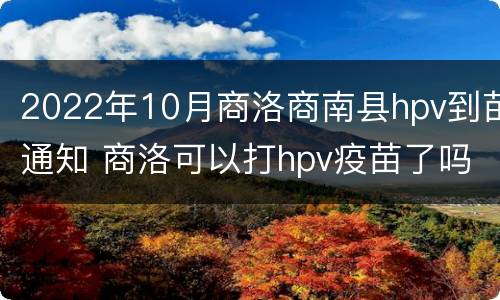 2022年10月商洛商南县hpv到苗通知 商洛可以打hpv疫苗了吗