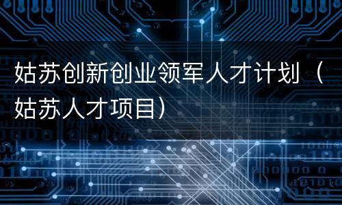 姑苏创新创业领军人才计划（姑苏人才项目）