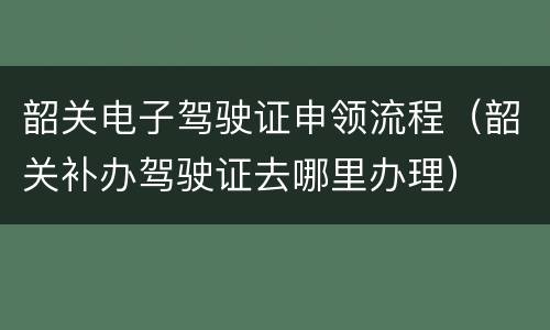 韶关电子驾驶证申领流程（韶关补办驾驶证去哪里办理）