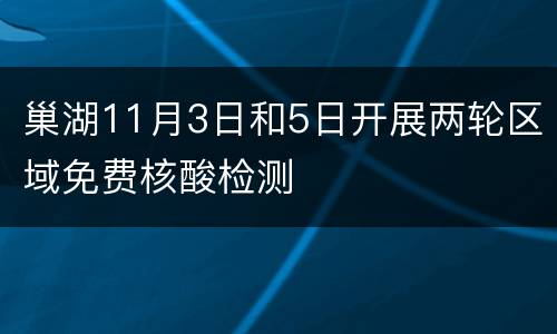 巢湖11月3日和5日开展两轮区域免费核酸检测