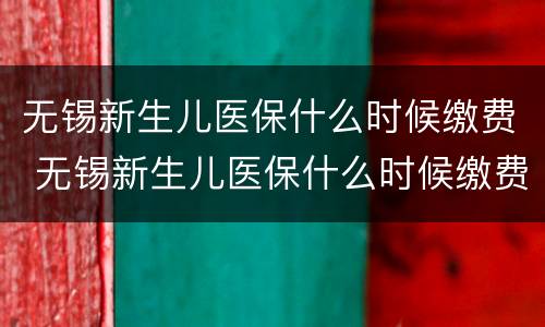 无锡新生儿医保什么时候缴费 无锡新生儿医保什么时候缴费的
