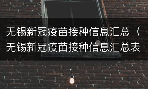 无锡新冠疫苗接种信息汇总（无锡新冠疫苗接种信息汇总表）
