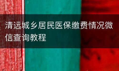 清远城乡居民医保缴费情况微信查询教程