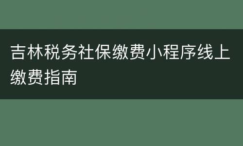 吉林税务社保缴费小程序线上缴费指南