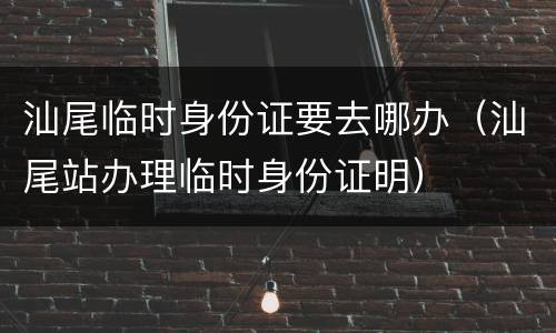 汕尾临时身份证要去哪办（汕尾站办理临时身份证明）