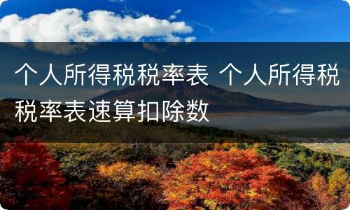 个人所得税税率表 个人所得税税率表速算扣除数