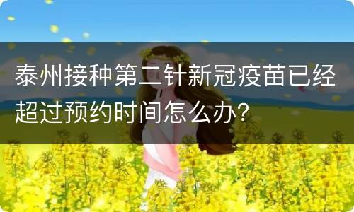 泰州接种第二针新冠疫苗已经超过预约时间怎么办？
