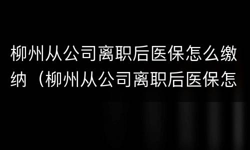 柳州从公司离职后医保怎么缴纳（柳州从公司离职后医保怎么缴纳费用）