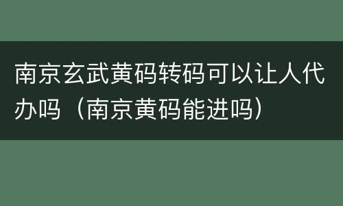 南京玄武黄码转码可以让人代办吗（南京黄码能进吗）