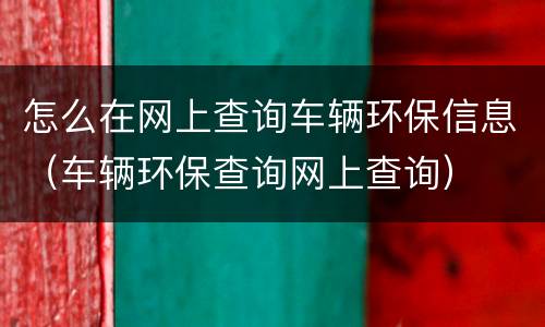 怎么在网上查询车辆环保信息（车辆环保查询网上查询）