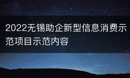 2022无锡助企新型信息消费示范项目示范内容