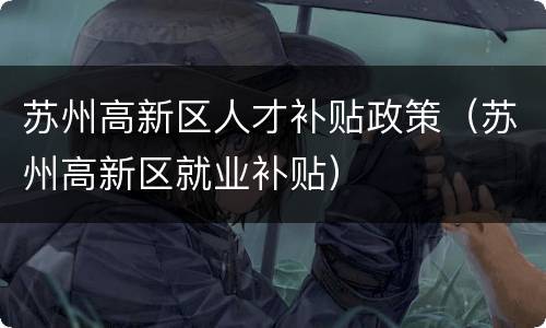 苏州高新区人才补贴政策（苏州高新区就业补贴）