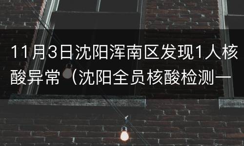 11月3日沈阳浑南区发现1人核酸异常（沈阳全员核酸检测一例阳性）