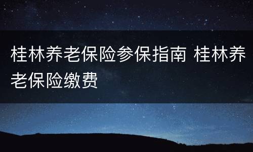 桂林养老保险参保指南 桂林养老保险缴费