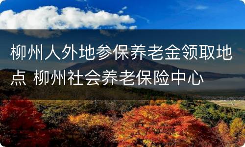 柳州人外地参保养老金领取地点 柳州社会养老保险中心