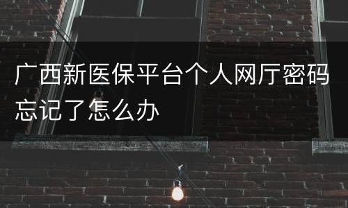 广西新医保平台个人网厅密码忘记了怎么办