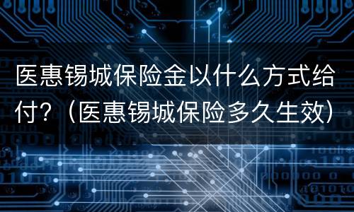 医惠锡城保险金以什么方式给付?（医惠锡城保险多久生效）