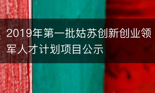 2019年第一批姑苏创新创业领军人才计划项目公示