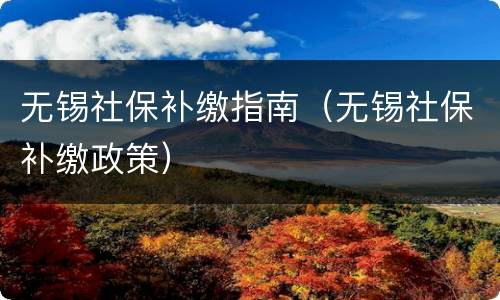 无锡社保补缴指南（无锡社保补缴政策）