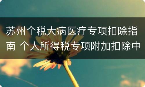 苏州个税大病医疗专项扣除指南 个人所得税专项附加扣除中的大病医疗支出