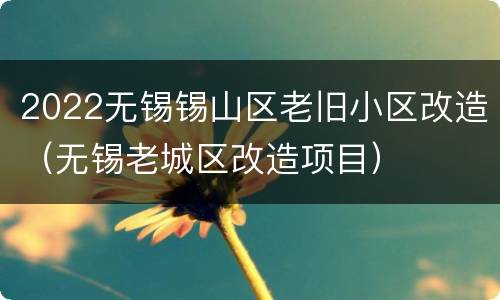 2022无锡锡山区老旧小区改造（无锡老城区改造项目）