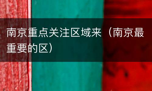 南京重点关注区域来（南京最重要的区）