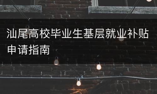 汕尾高校毕业生基层就业补贴申请指南