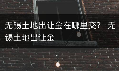 无锡土地出让金在哪里交？ 无锡土地出让金