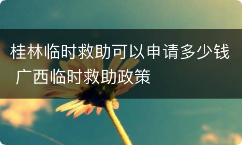 桂林临时救助可以申请多少钱 广西临时救助政策