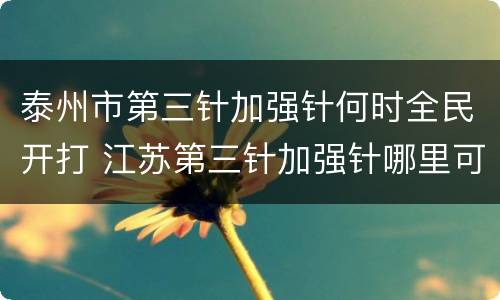 泰州市第三针加强针何时全民开打 江苏第三针加强针哪里可以预约