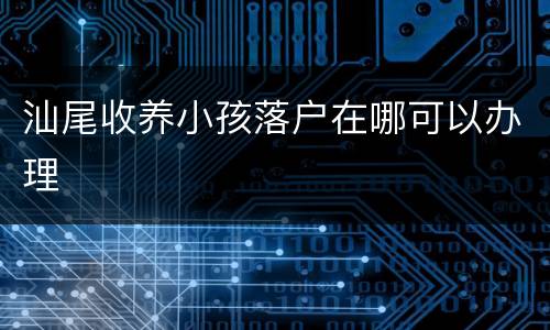 汕尾收养小孩落户在哪可以办理