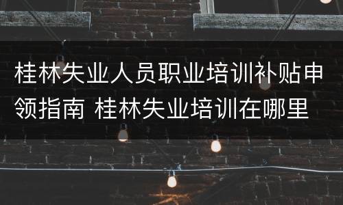 桂林失业人员职业培训补贴申领指南 桂林失业培训在哪里