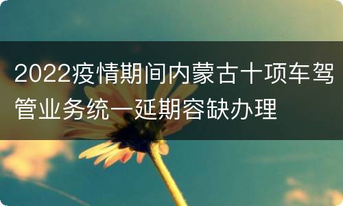 2022疫情期间内蒙古十项车驾管业务统一延期容缺办理