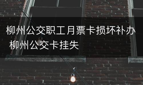 柳州公交职工月票卡损坏补办 柳州公交卡挂失