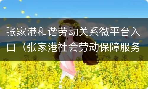 张家港和谐劳动关系微平台入口（张家港社会劳动保障服务平台）