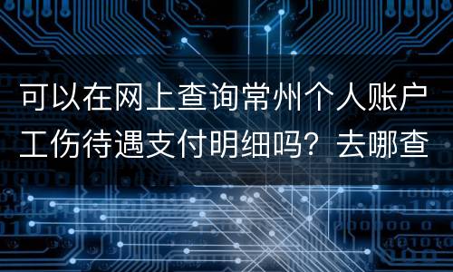 可以在网上查询常州个人账户工伤待遇支付明细吗？去哪查？