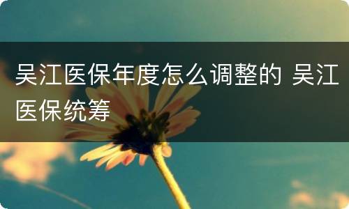 吴江医保年度怎么调整的 吴江医保统筹