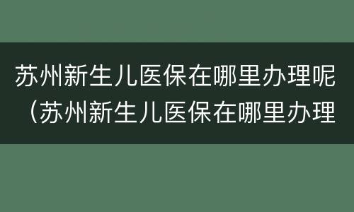 苏州新生儿医保在哪里办理呢（苏州新生儿医保在哪里办理呢怎么查询）