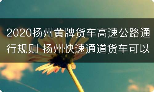 2020扬州黄牌货车高速公路通行规则 扬州快速通道货车可以通行吗