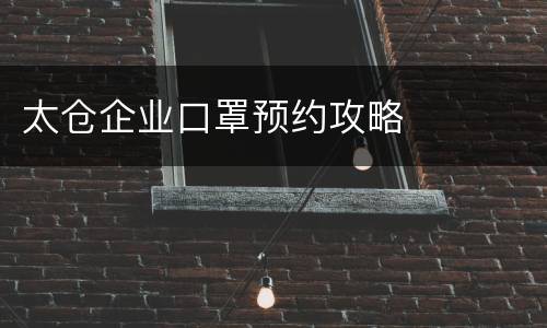 太仓企业口罩预约攻略