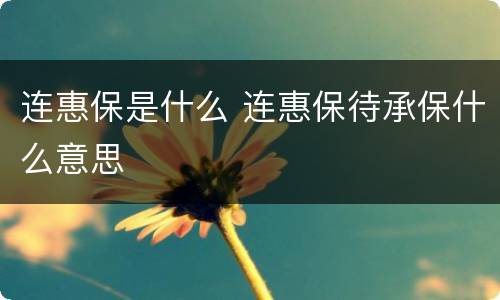 连惠保是什么 连惠保待承保什么意思