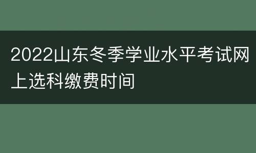 2022山东冬季学业水平考试网上选科缴费时间